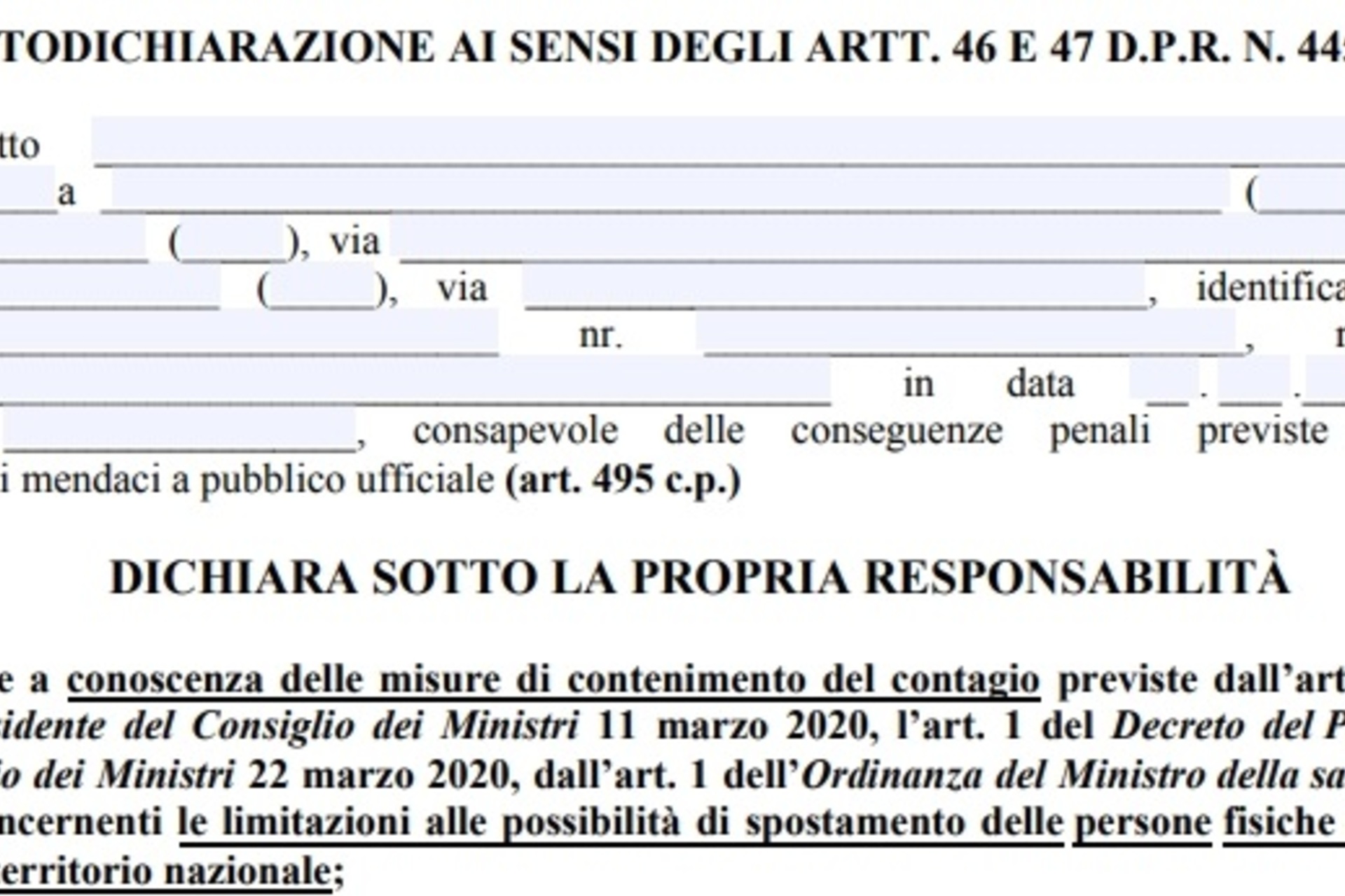 Nuovo Modulo Autocertificazione Covid19 Coronavirus Terza Versione Comune Di Presicce Acquarica