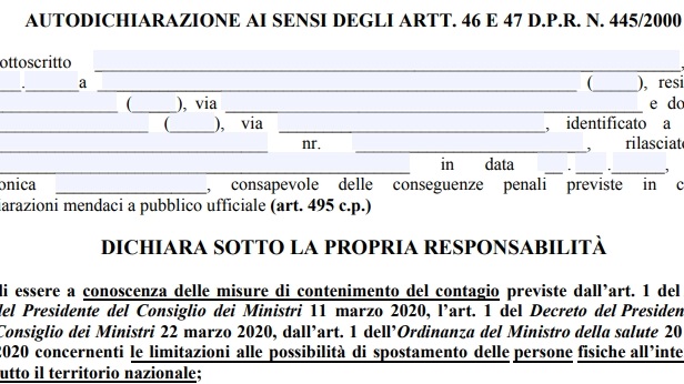 Nuovo modulo autocertificazione Covid19 - Coronavirus (terza versione) 