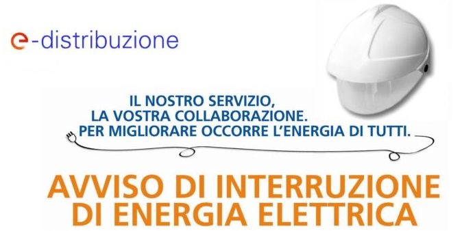 Avviso di interruzione di energia elettrica lunedi' 14 dicembre 2020 dalle ore 08:30 alle ore 15:30